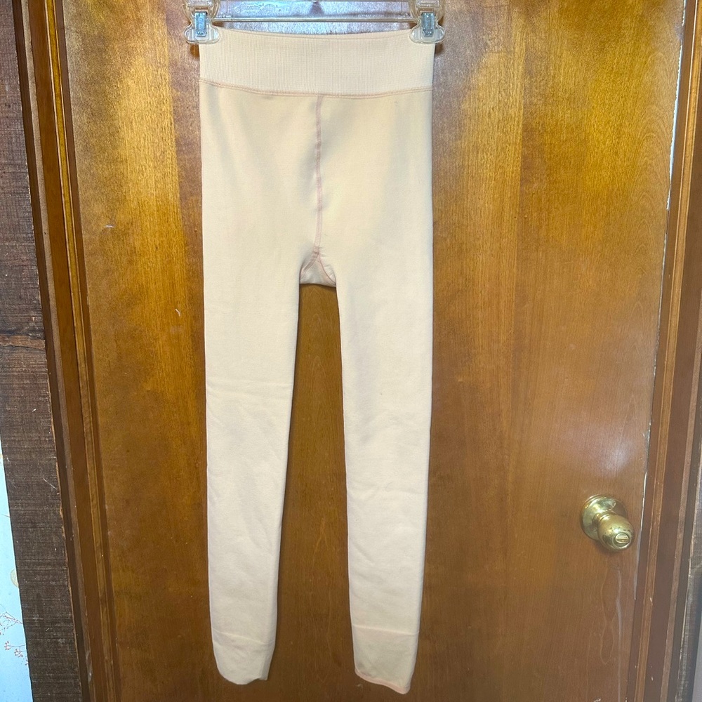 Nude Colored Stirrup Fleece Tights/Leggings
